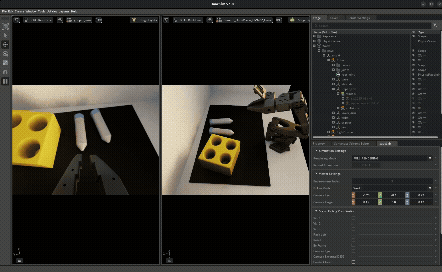 Domain randomization in action — lighting, textures, and camera poses all vary