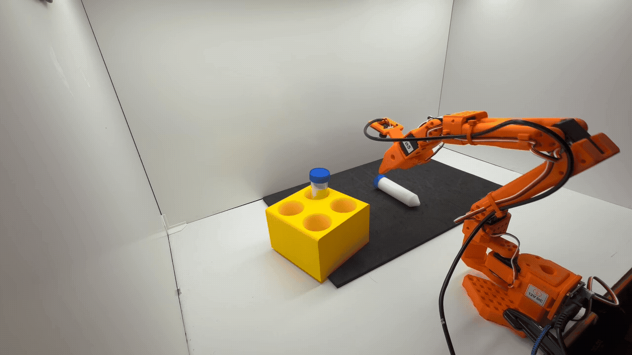 Vial-to-rack task in simulation