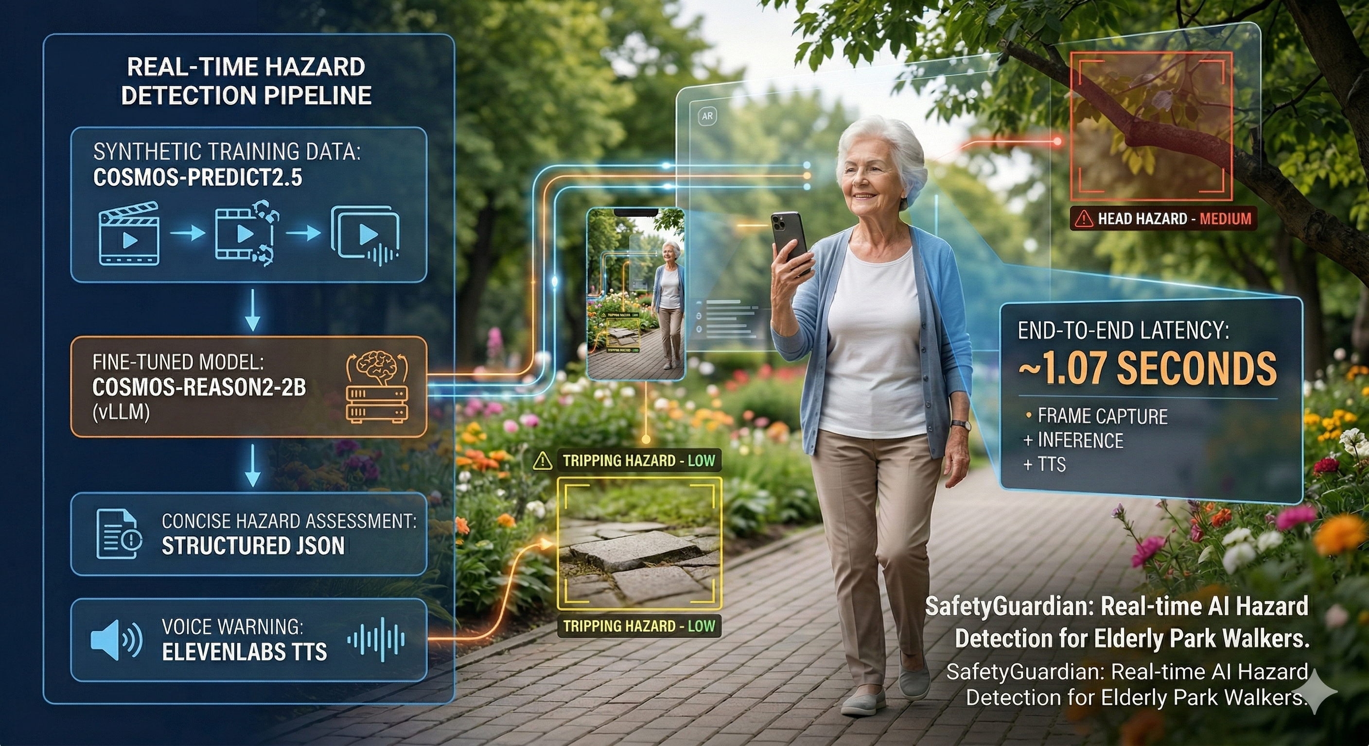 SafetyGuardian: Real-time AI hazard detection for elderly park walkers using phone camera